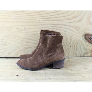 Paul Green Boots Womens 9 Brown Suede Leather Ankle Bootie Zip Shoes Western